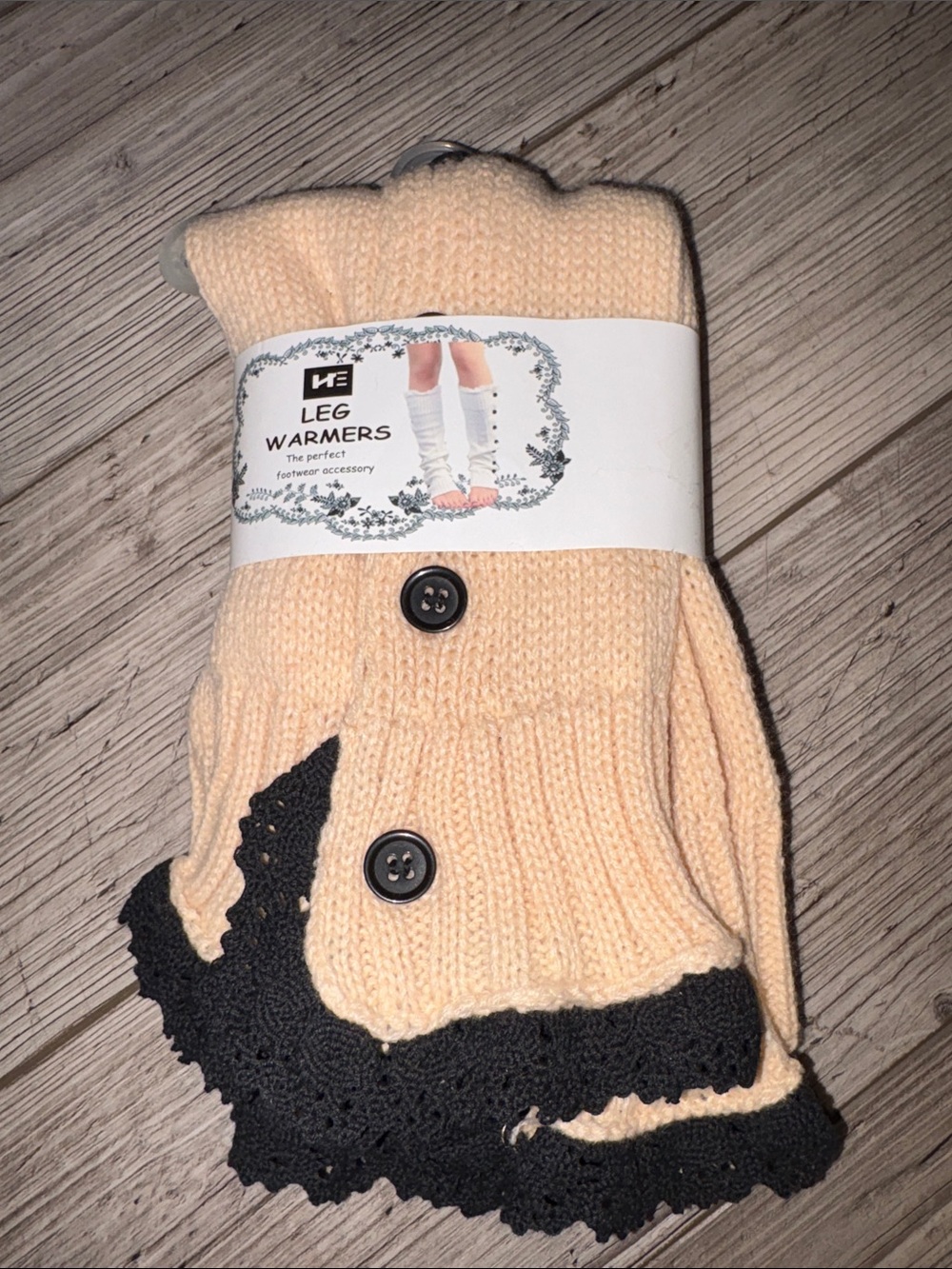 NWT Leg Warmers - cream with Black Trim